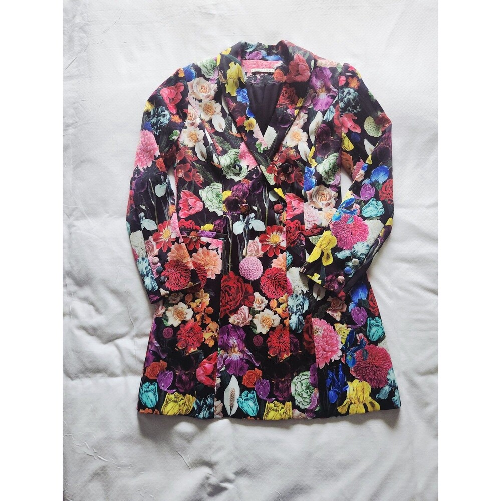 Alice + Olivia Latoya Floral Mini Blazer Dress 6 Black Botanical Garden Jacquard - Picture 11 of 11